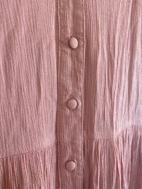 Mikarose Women's Size M Dusty Rose Short-Sleeve Tiered Midi Dress 100% Rayon - Picture 4 of 7